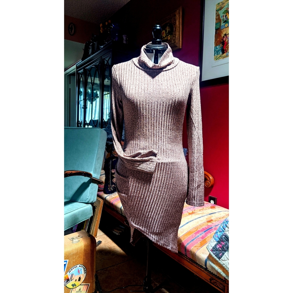 Chic, Shimmery Mauve High-Low Sweater Dress